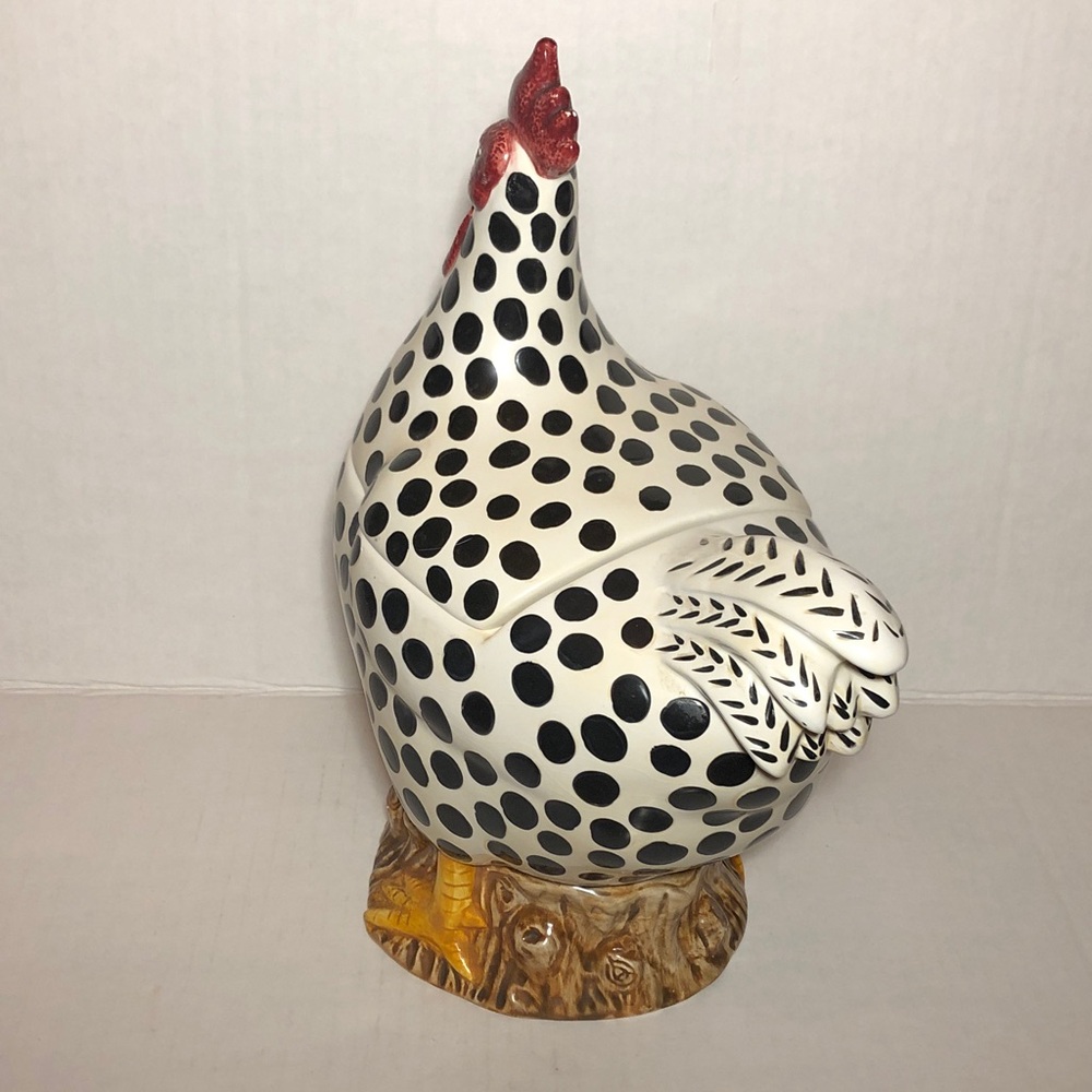 COOKIE JAR ROOSTER Spotted Ceramic Serveware by Sakura - Picture 5 of 11